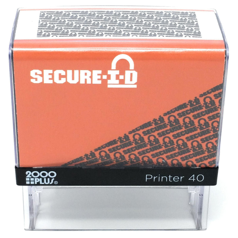 SECURE ID and SECURE MARKER COMBO, Identity Theft Block Out Stamp and Marker Combo. Perfect For Blocking Out Confidential Information, Orange Case