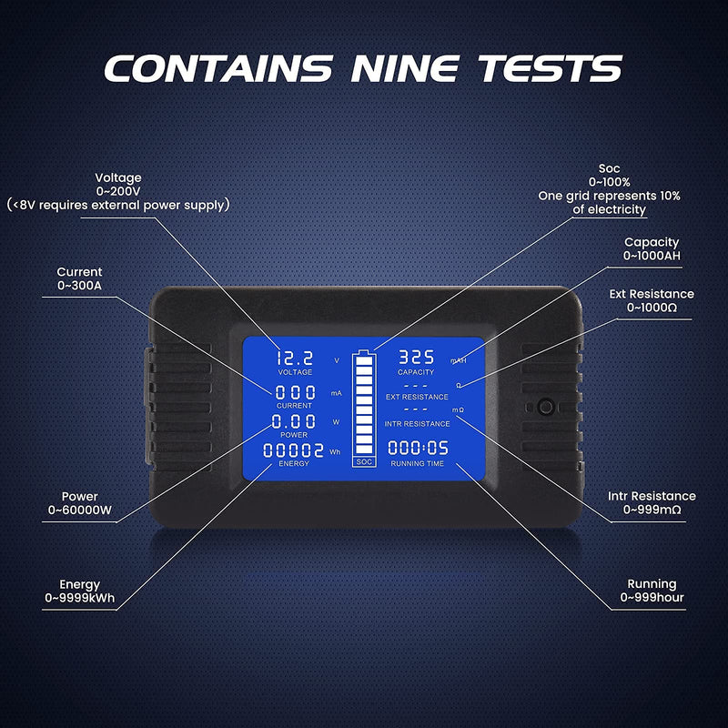 CGELE DC Multifunction Battery Monitor Meter with Shunt,0-200V,0-100A, LCD Display Digital Current Multimeter Voltmeter Ammeter for Cars RV Solar,Widely Applied to 12V/24V/48V RV/Car Battery… DC 100A Battery Meter