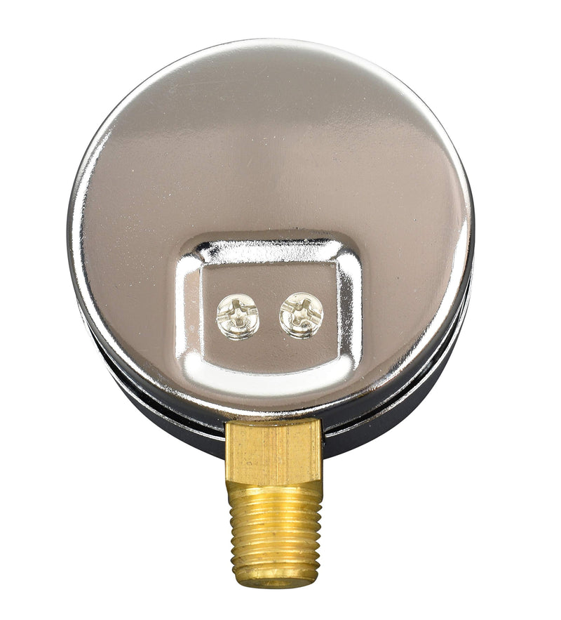 CARBO Instruments 2-1/2" Pressure Gauge, Chrome Plated Steel Case, Dry, 0-1500 psi/kPa, Lower Mount 1/4" NPT