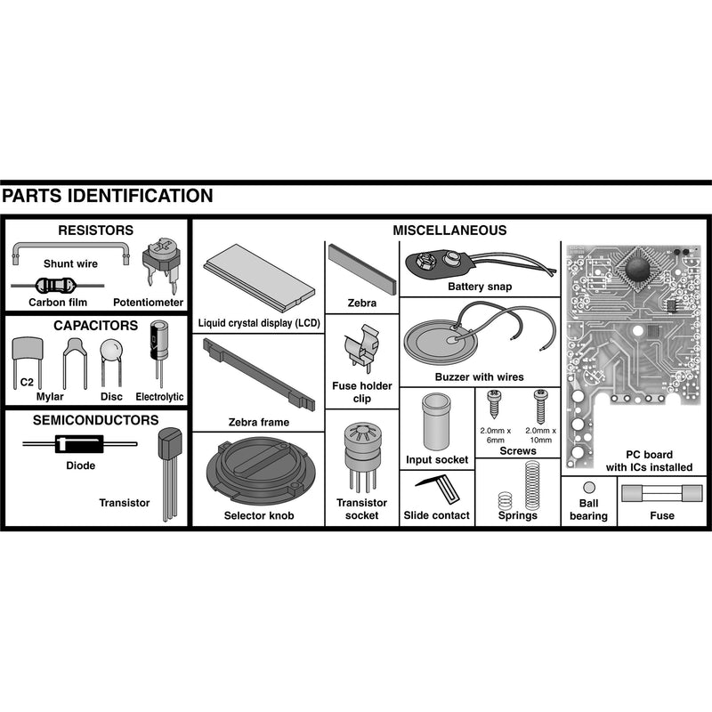 Elenco M-1008K - Digital Multimeter Solder Kit | Lead Free Solder | Great STEM Project | Soldering Required