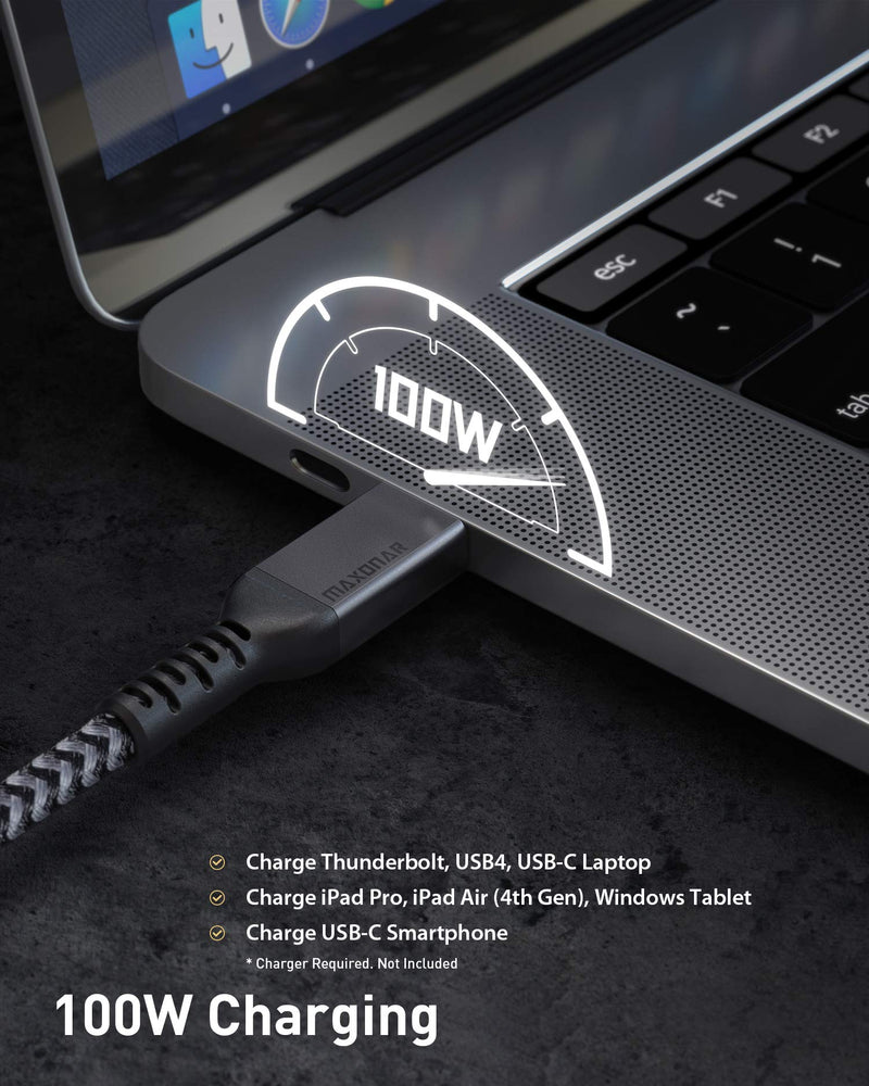 USB4 Compatible with Thunderbolt 4 Cable 4Ft, Maxonar 40Gbps Cable with 100W Charging and 8K@30Hz 5K@60Hz or Dual 4K Video Compatible with Thunderbolt 4, USB4, Thunderbolt 3, USB-C (Certified) 1.2 Meters
