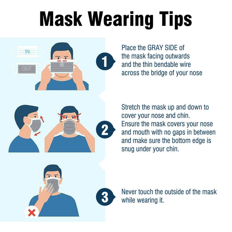 WeCare Adult Disposable Face Mask Individually Wrapped - 50 Pack, Colored Face Masks Gray