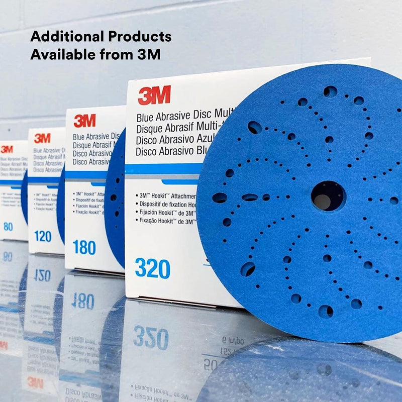 Hookit 3M Blue Abrasive Discs 36181, Multi-Hole, Primer Sanding, E-Coat Sanding, Paint Preparation, 6 in, 400 Grade, 50 Discs/Carton, One Size