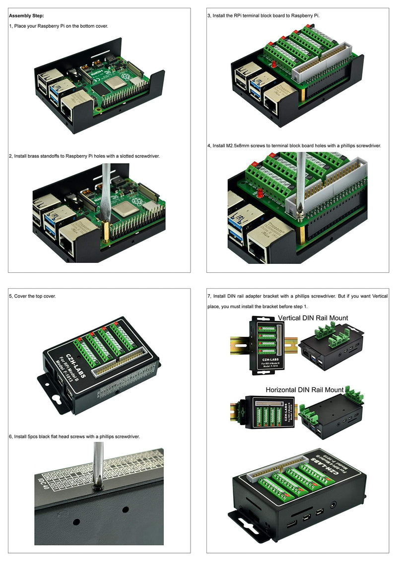 RPi Screw Terminal Block Breakout Module with Aluminum Enclosure. for Raspberry Pi 4 Model B For Pi 4B