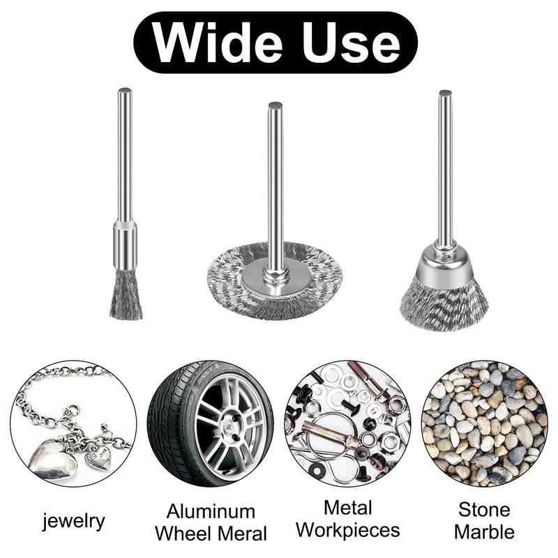 45 Wire Brush Set, Cup Brush Drill, Stainless Steel Brush Brush, for Drill Polishing Grinding Cleaning (Stainless Steel)