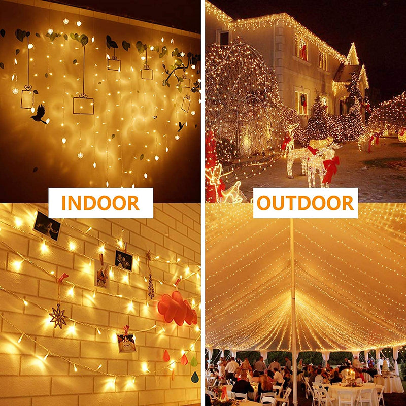 Extra-Long 66FT String Lights Outdoor/Indoor, 200 LED Upgraded Super Bright Christmas Lights, Waterproof 8 Modes Plug in Fairy Lights for Bedroom Party Wedding Garden (Warm White) Warm White-200led