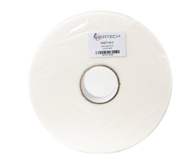 Bertech Double Sided Foam Mounting Tape, 1/2 inch Wide x 18 Yards x 1/8 inch Thick, White, RoHS and REACH Compliant 0.5" Wide