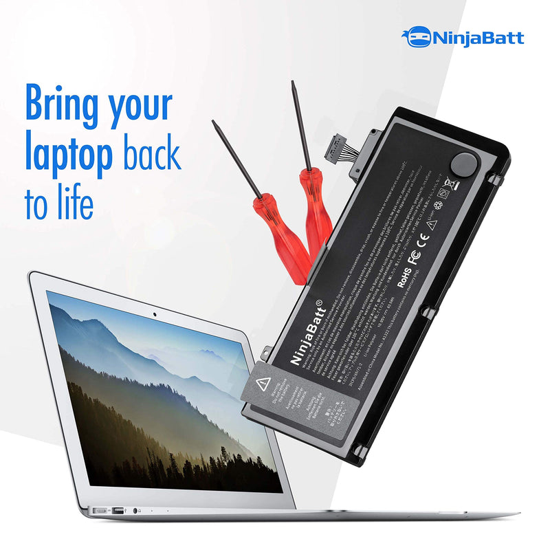 NinjaBatt Battery A1278 A1322 for Apple MacBook Pro 13" [2009 2010 2011 2012 Years] - Long Lasting [63.5Wh/10.95v]