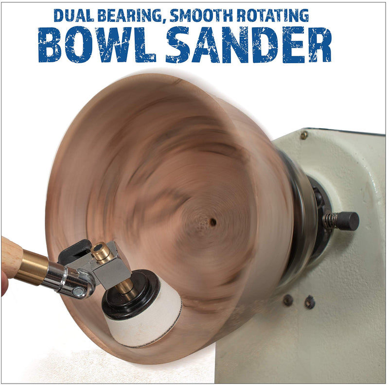 Peachtree Woodworking Supply 2 inch Diameter Bowl Sander with Dual Bearing Head and 2 inch Foam Hook and Loop Sander with 1/4 inch Mandrel and 9 inch Long Hardwood Handle (F26)