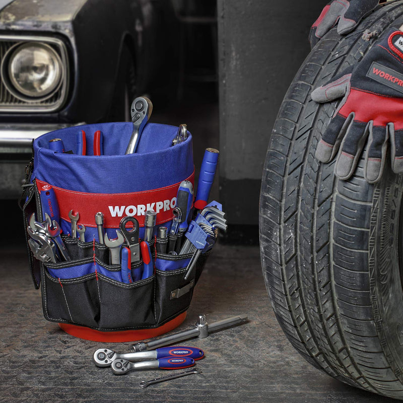 WORKPRO Bucket Tool Organizer with 51 Pockets Fits to 3.5-5 Gallon Bucket (Tools Excluded)