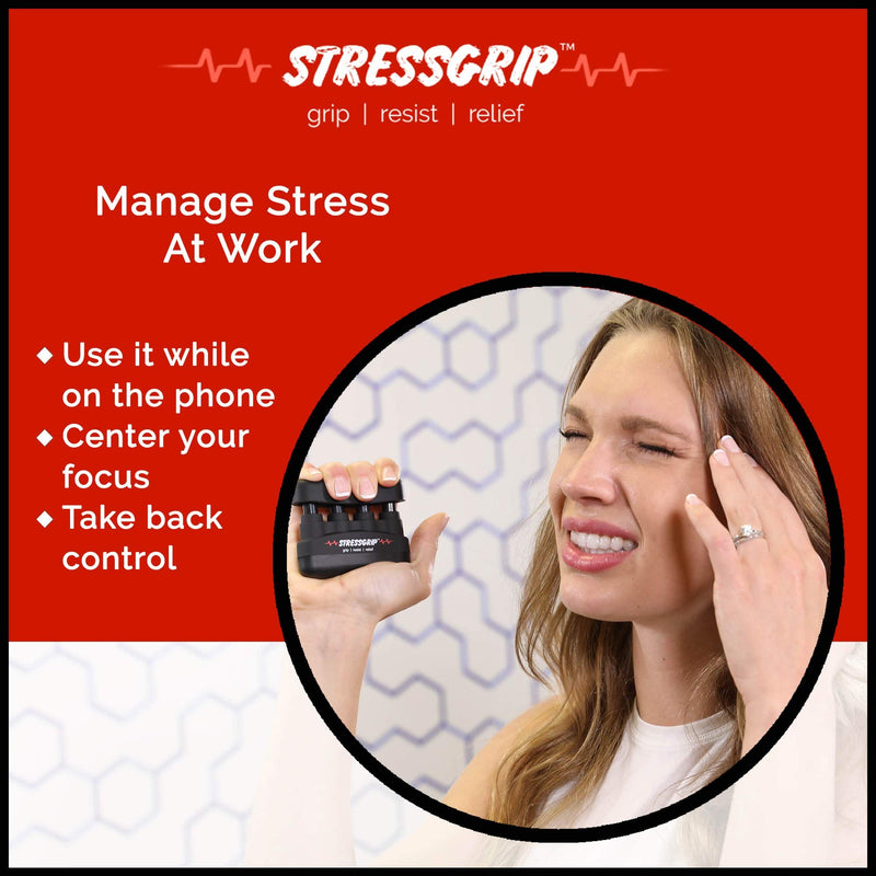 StressGrip - Stress Relief for Adults (Large) - A Stress & Anxiety Relief Device - Comfortable Hand Exerciser - Stress Reliever & Hand Gripper - Black Large (Pack of 1)