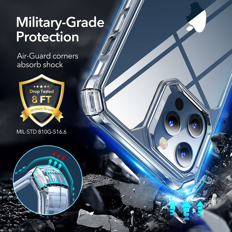 ESR Air Armor Compatible with iPhone 12 Case/Compatible with iPhone 12 Pro Case [Military-Grade Drop Protection] [Shock-Absorbing Corners] [Anti-Yellowing Hard Back] [Scratch Resistant] 6.1", Clear Crystal Clear