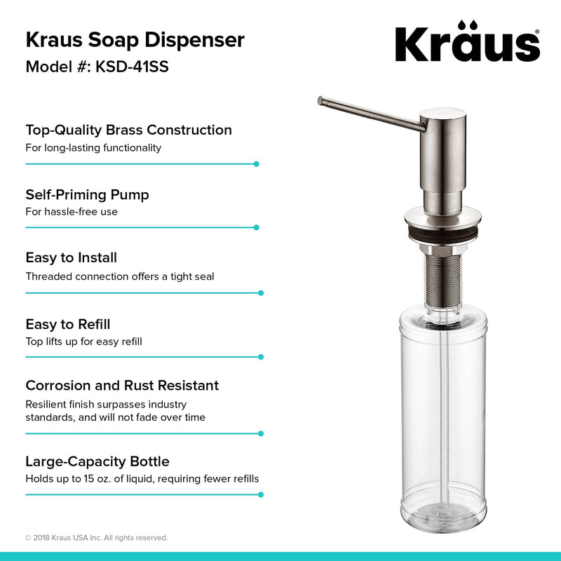 Kraus KSD-41SS Modern Soap Dispenser, Stainless Steel