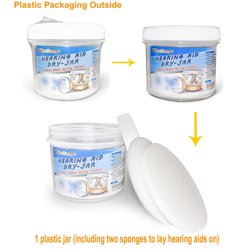 Wisesorb Hearing Aid Dryer, Hearing Aid Dehumidifier, Hearing Drying Jar and Dehumidifier Set (1 Container and 1pcs × 30g Capsules) 1 Jar+1 Dryer