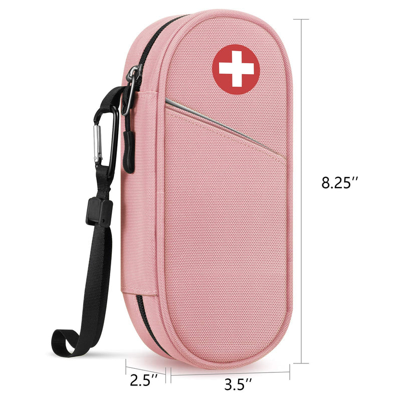 SITHON EpiPen Medical Carrying Case Insulated, Travel Medication Organizer Bag Emergency Medical Pouch Holds 2 EpiPens, Asthma Inhaler, Anti-Histamine, Auvi-Q, Allergy Medicine Essentials, Pink