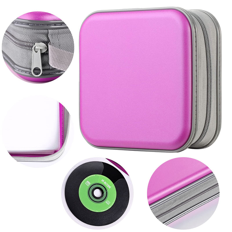 LIOVODE DVD Case, 48 Capacity CD Case Portable CD Case Holder Storage Hard Plastic DVD CD Wallet Holder Organizer for Car (Purple) Purple