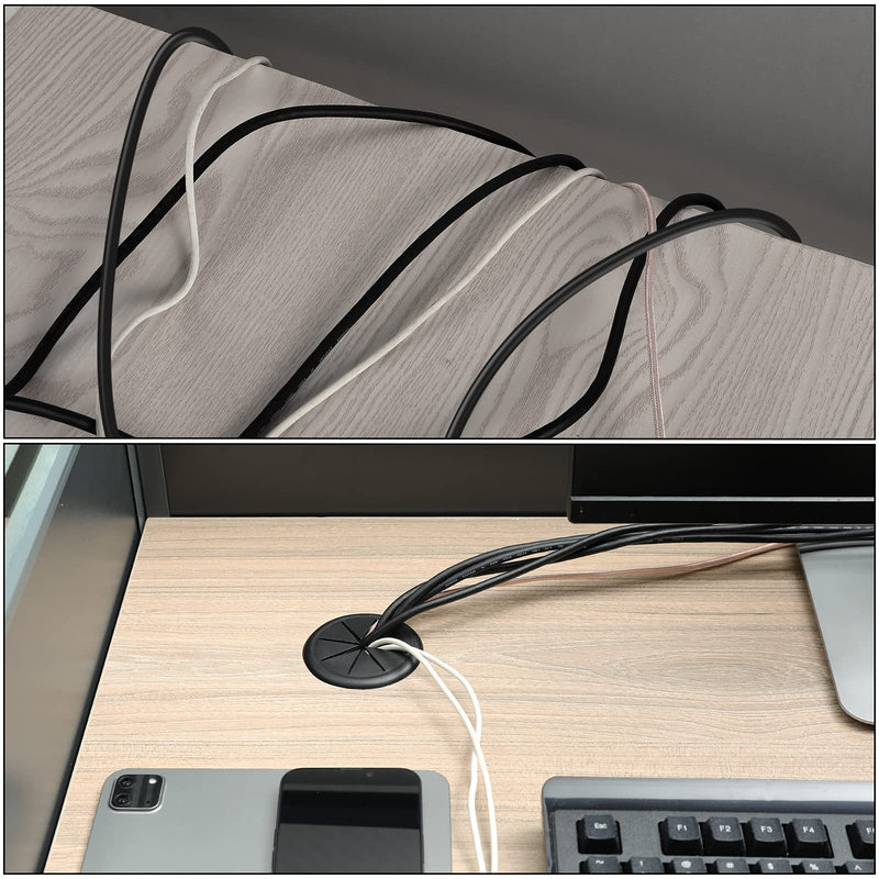 HYCC 2-3/8“ Flexible Desk Cord Grommet Cable Wire Hole Cover/Black (10 Pack) 2-3/8" Black 10