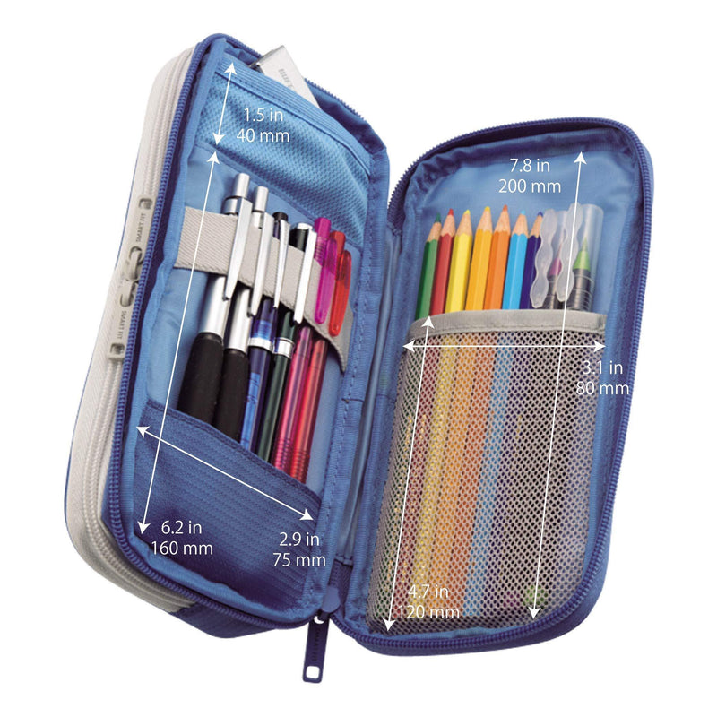 LIHIT LAB Double Pen Case, Large, 4.1 x 8.7", Black (A7661-24) (A-7661-24) 4.1" x 8.7"