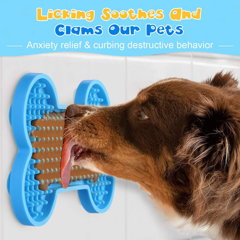 Dog Peanut Butter Lick Pad, Slow Feeder Dog Bowl, Boredom and Anxiety Reducer for Pet Food, Yogurt, Dog Bathing, Dog Grooming and Dog Training-2 Pack 2 Count (Pack of 1)