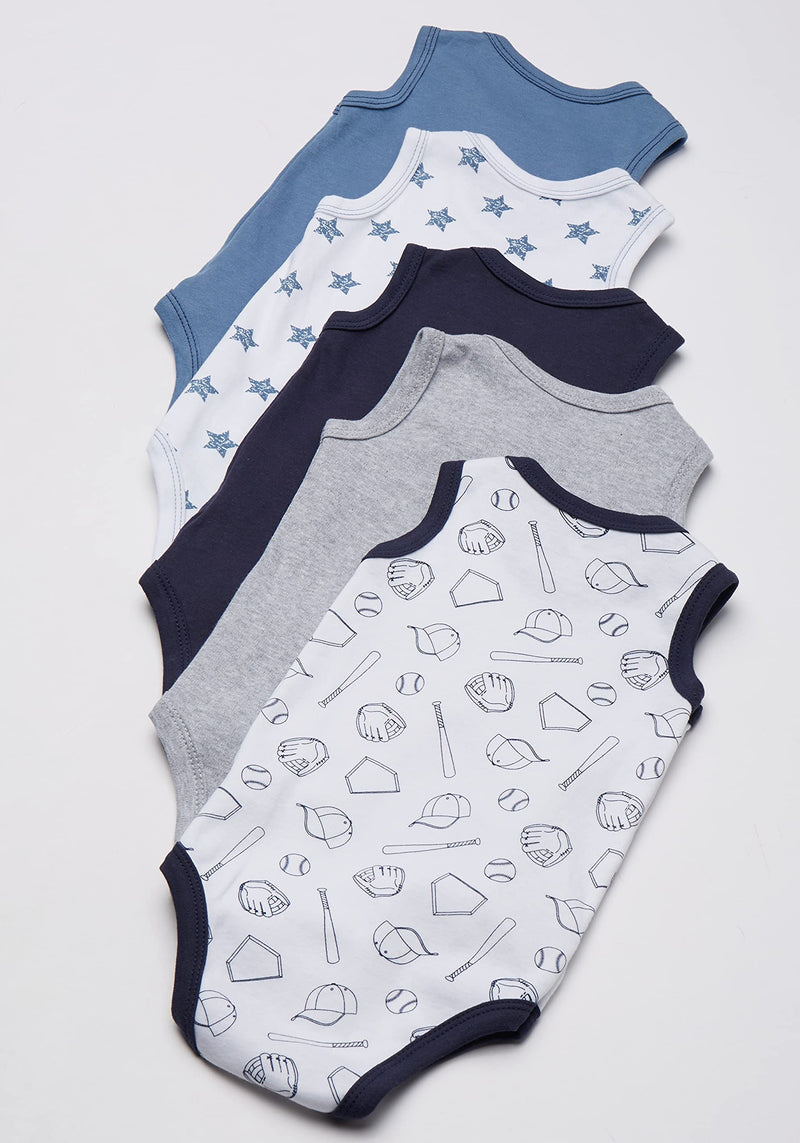 Hudson Baby Unisex Baby Cotton Sleeveless Bodysuits 0-3 Months Baseball