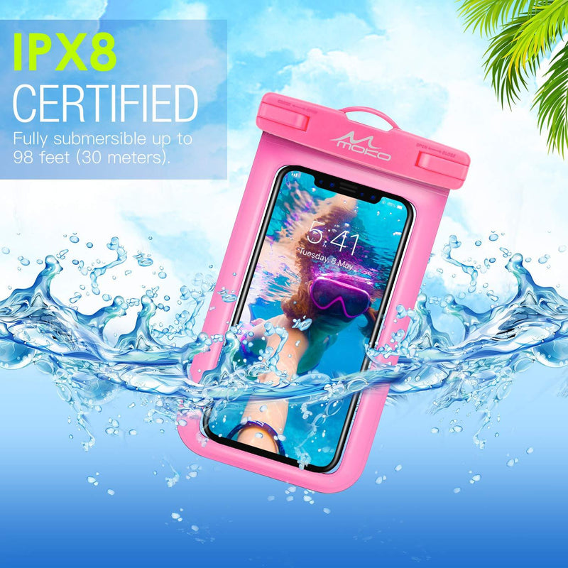 MoKo Waterproof Phone Pouch [3 Pack], Underwater Phone Case Dry Bag with Lanyard Compatible with iPhone 12/12 Mini/12 Pro, iPhone 11/11 Pro/11 Pro Max X/Xs/Xr/Xs Max,8, Samsung S10/S9/S8 Plus, Note 10 Black+Pink+Dark Blue