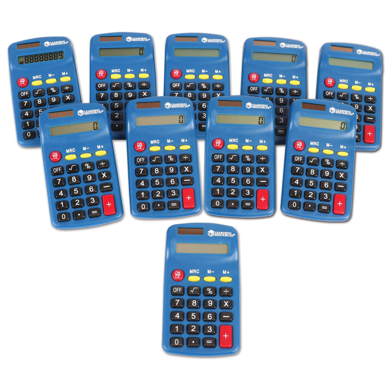 Learning Resources Primary Calculator, Basic Solar Powered Calculators, Teacher Set of 10 Calculators, Ages 3+