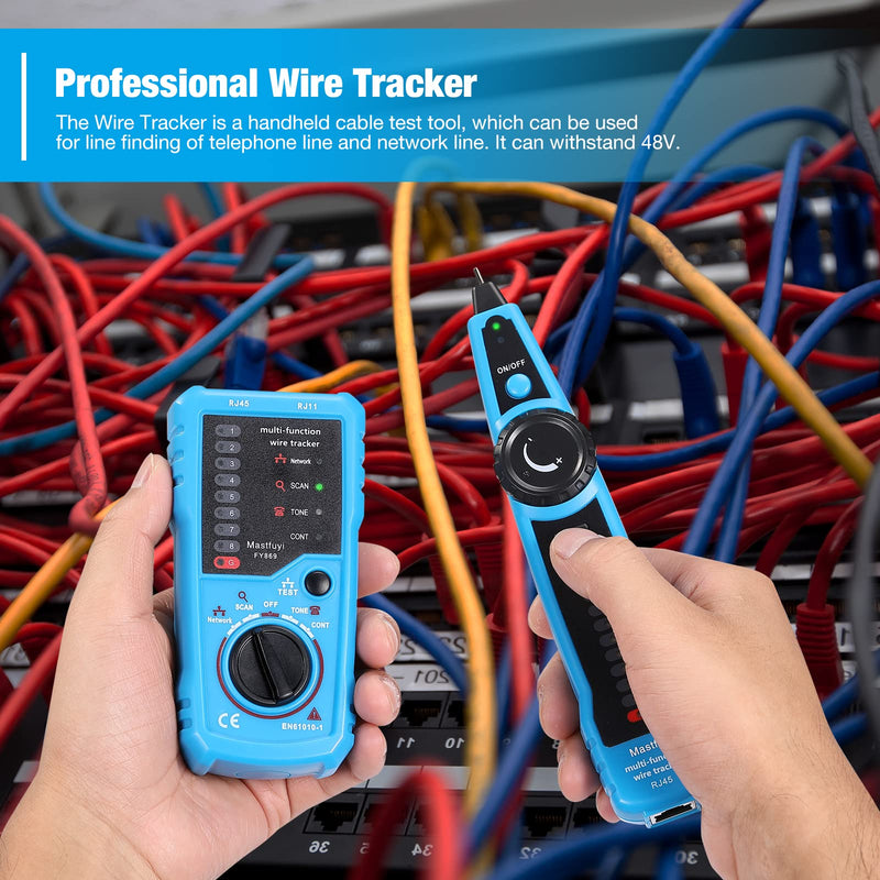 Network Cable Tester, RJ11 RJ45 Line Finder, Wire Tracker Multifunction with Probe, Ethernet LAN Network Cable Maintenance Collation, Telephone Line Test, Earphone