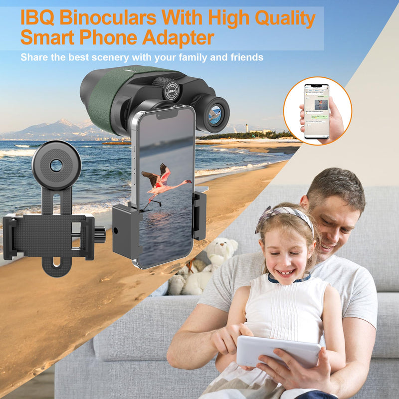 IBQ Binoculars For Adults HD,12x30 Binoculars with Upgraded Phone Adapter, Compact Binocular with Low Light Night Vision,Small Binoculars For Kids,Waterproof Binoculars For Bird Watching,Outdoor Sport 12X30MM