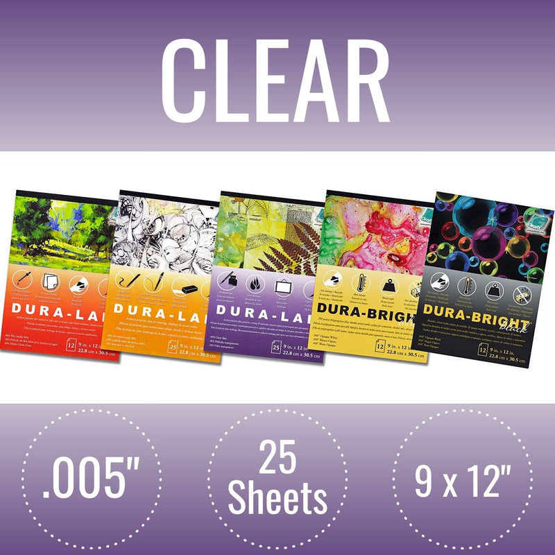 Grafix P05DC0912 9 x 12”, Pad of 25 – Ultra-Clear .005” Film, Acetate Alternative, Glossy Surface for Coverings, Stencils, Color Separation, Window Applications, Transparencies .005" (5 mil) 9 x 12" Clear
