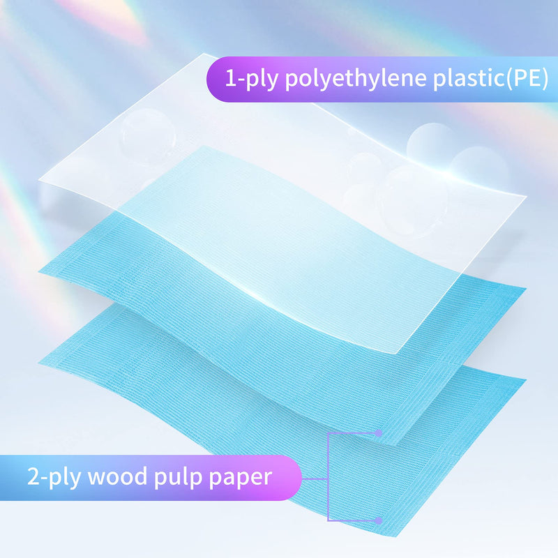 60 PCS Dental Bibs Disposable Polyback Towel Waterproof Patient Bibs, Blue Tray Covers Place Mats Great for Dentists, Nail Techs, DIY Beauty,Tattoo Artists - 13" x 18"