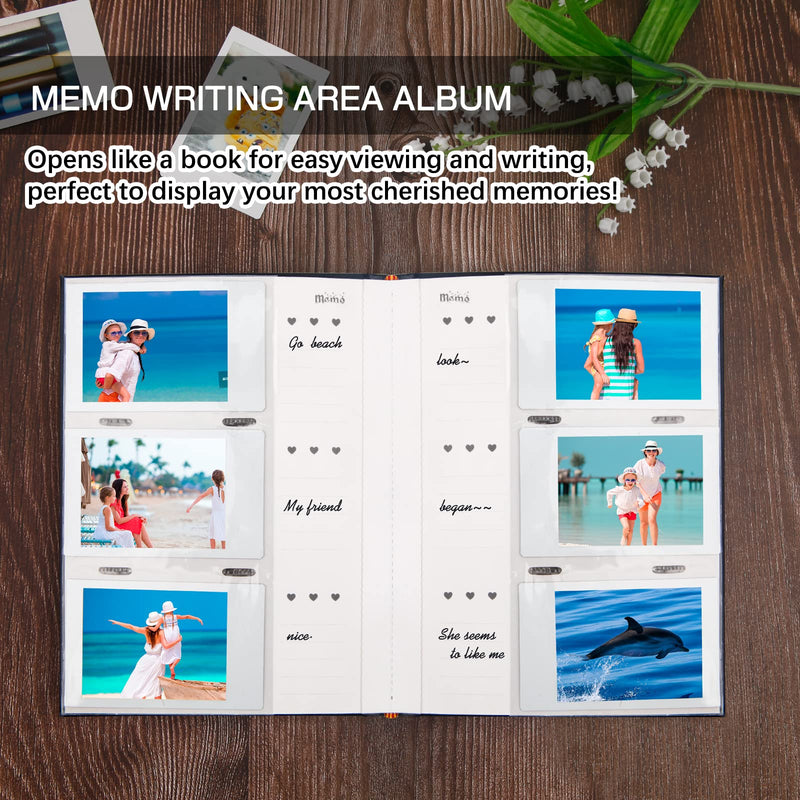 Photo Album for Fujifilm Instax Mini Camera, 180 Pockets Instax Mini Album with Memo Areas, 2X3 Photo Album for Polaroid 2x3 ZINK Film Camera, Fujifilm Instax Mini 11 9 8 40 Evo Instant Camera, Black