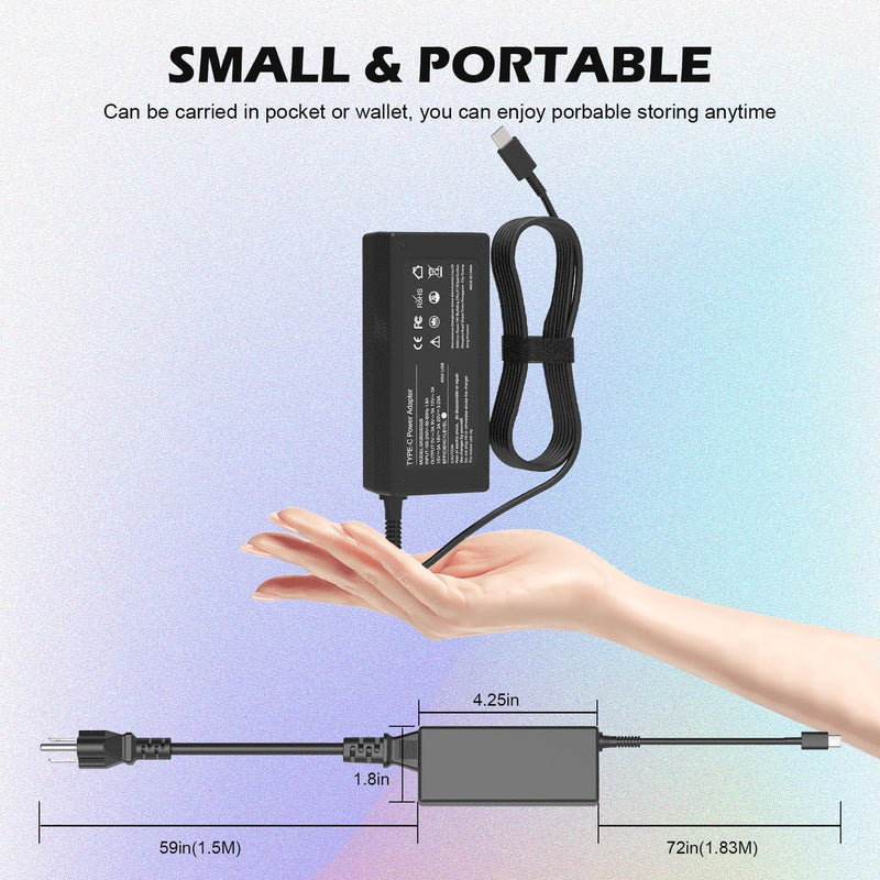 65W USB C Charger for Lenovo Laptop: Lenovo ThinkPad/Yoga/ThinkBook/Chromebook Type C AC Power Adapter for Lenovo ThinkPad X1 T480 T490 T590 T14 T16 X280 X390 E490 E590 L390 Series 65W-Lenovo