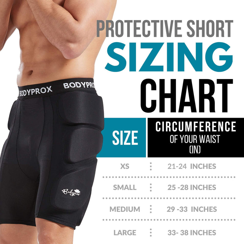 Bodyprox Protective Padded Shorts for Snowboard,Skate and Ski,3D Protection for Hip,Butt and Tailbone X-Small