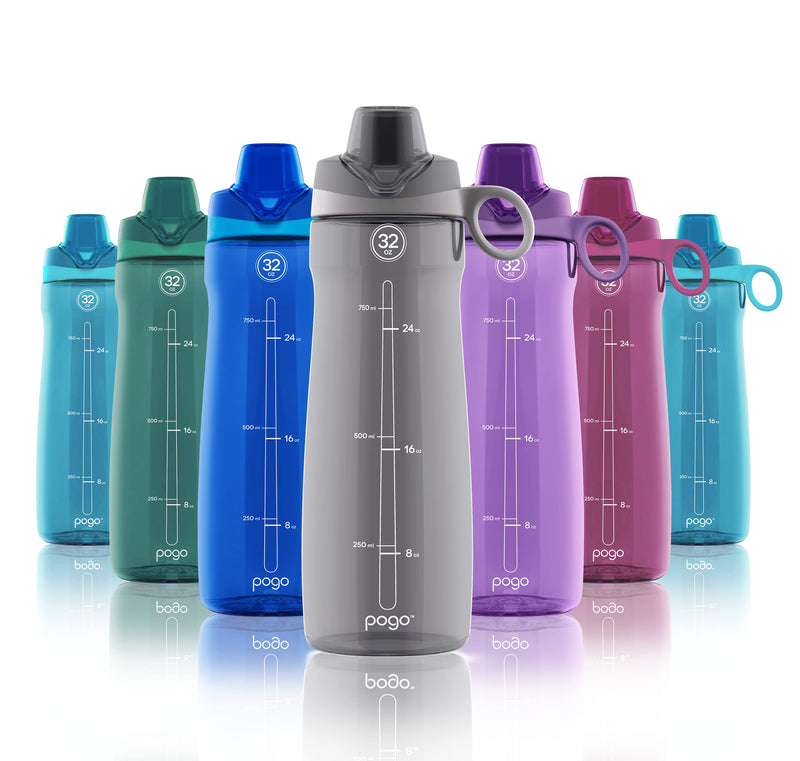 Pogo BPA-Free Plastic Water Bottle with Chug Lid 32 Oz Blue