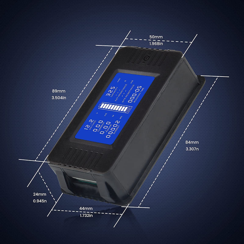 CGELE DC Multifunction Battery Monitor Meter with Shunt,0-200V,0-100A, LCD Display Digital Current Multimeter Voltmeter Ammeter for Cars RV Solar,Widely Applied to 12V/24V/48V RV/Car Battery… DC 100A Battery Meter