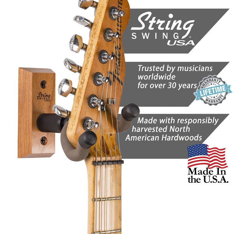String Swing CC01K-C Hardwood Home & Studio Wall Mount Guitar Keeper - Cherry