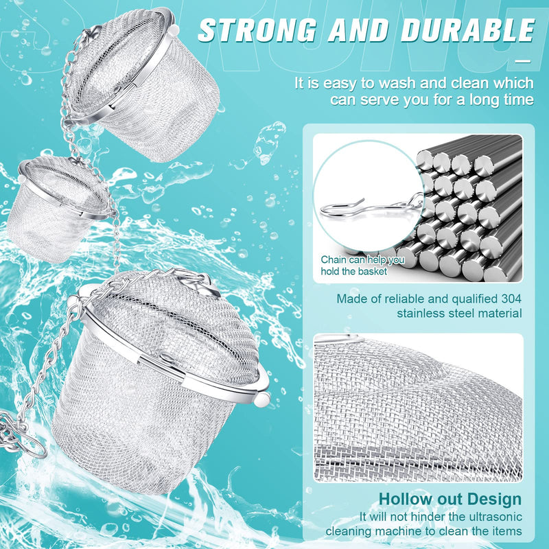 Ultrasonic Cleaner Baskets Ultrasonic Cleaning Solution Ultrasonic Parts Cleaner Jewelry Steam Cleaner Basket Cleaning Small Holder with Lock and Hook Stainless Steel (6 Pieces,1.9 Inch) 6 1.9 Inch