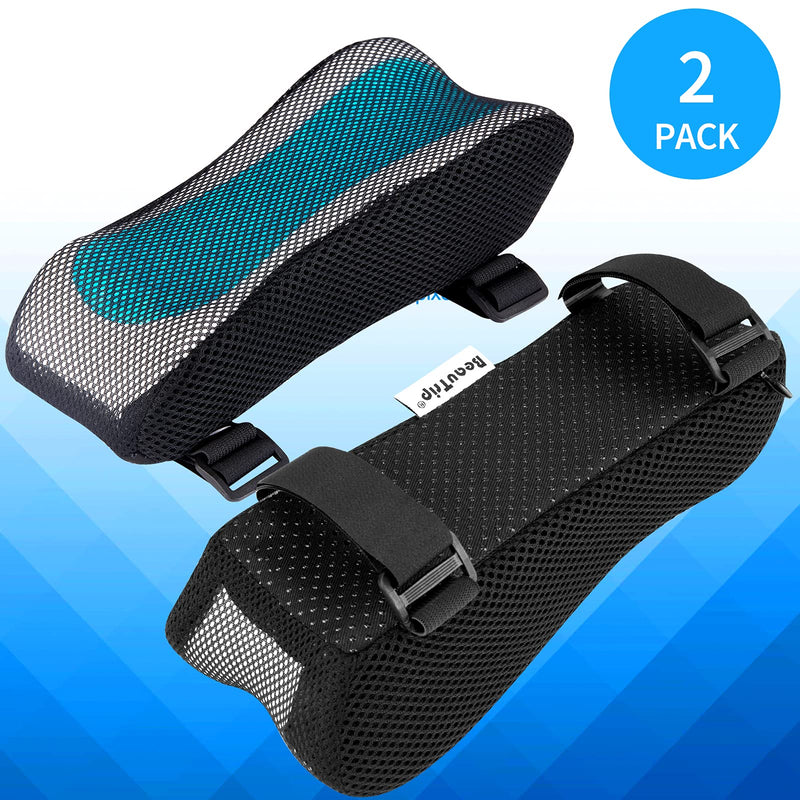 BEAUTRIP Ergonomic Armrest Pads- Office Chair Arm Rest Cover Pillow - Elbow Support Cushion for Computer, Gaming and Desk Chairs (Set of 2) Black With Gel