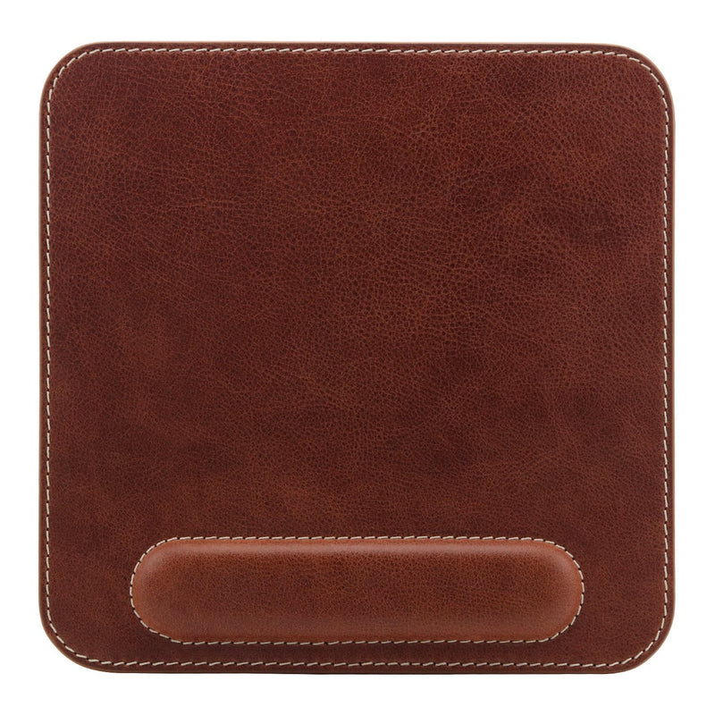 Londo Top Grain Leather Mousepad with Wrist Rest Brown