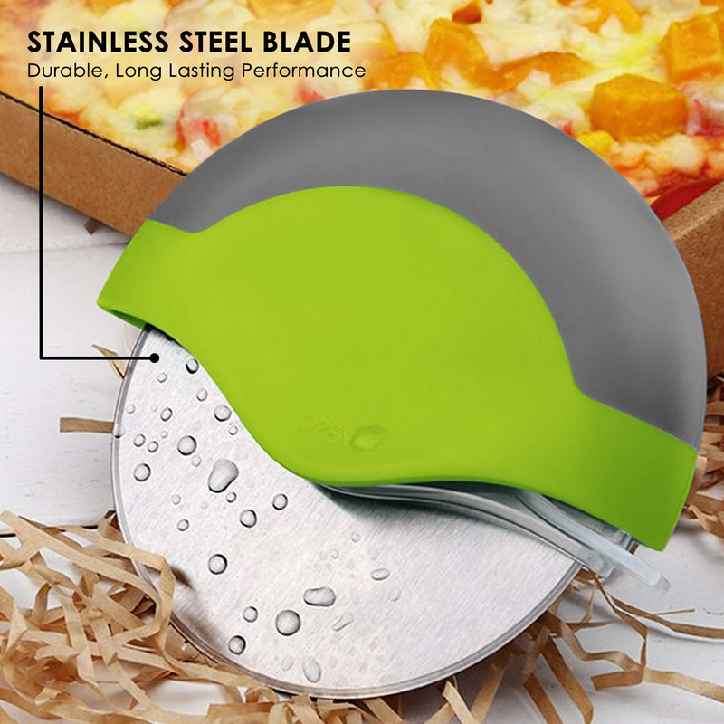 Kitchy Pizza Cutter Wheel - Super Sharp and Easy To Clean Slicer, Kitchen Gadget with Protective Blade Guard (Green) Green