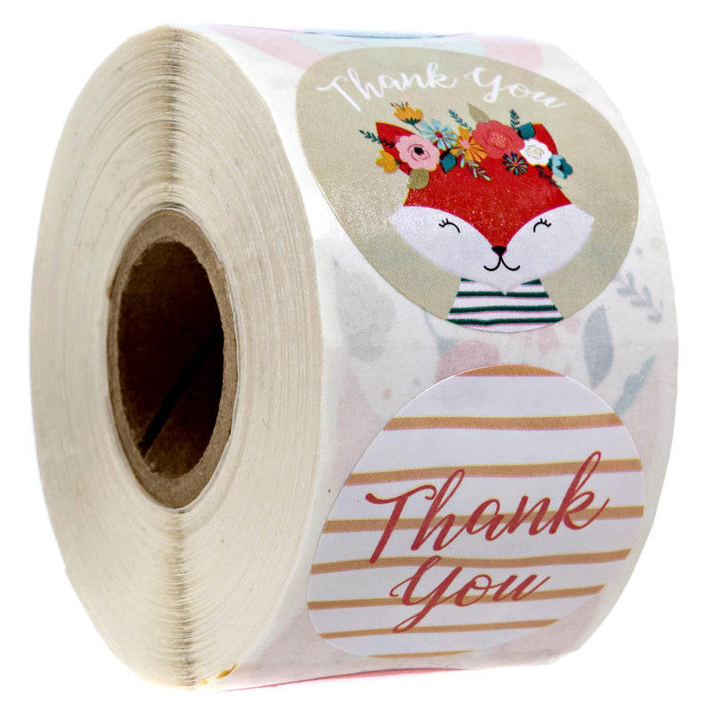 Boho Animals Thank You Stickers - 1.5 Inch Circle Labels / 500 per Pack/Baby Shower Thank You Stickers