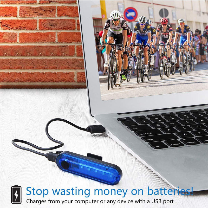Volcano Eye Blue Rear Bike Tail Light 2 Pack, Ultra Bright USB Rechargeable Bicycle Taillights, High Intensity Led Accessories Fits On Any Road Bikes,Helmets. Cycling Led Safety Lights (Blue-2 pieces)