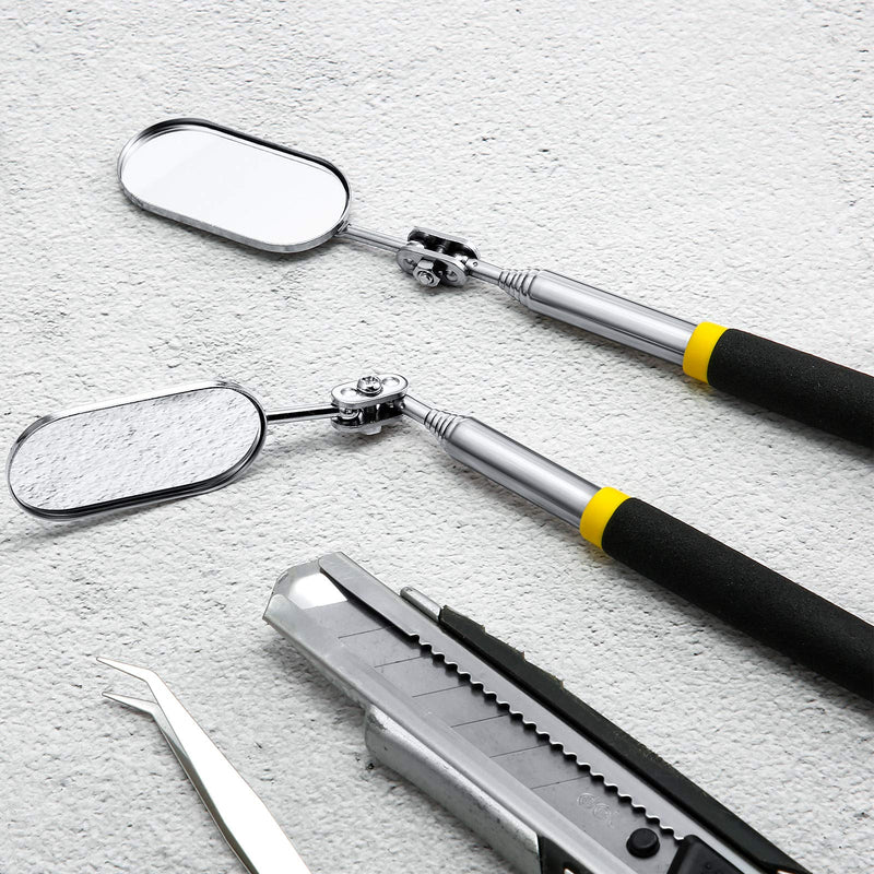 2 Pieces Telescoping Inspection Mirror Eyelash Inspection Mirror Adjustable Extension Mirror Detachable Stainless Steel Mirrors for Observing Small Details Beauty Tools Extends up to 28 Inch