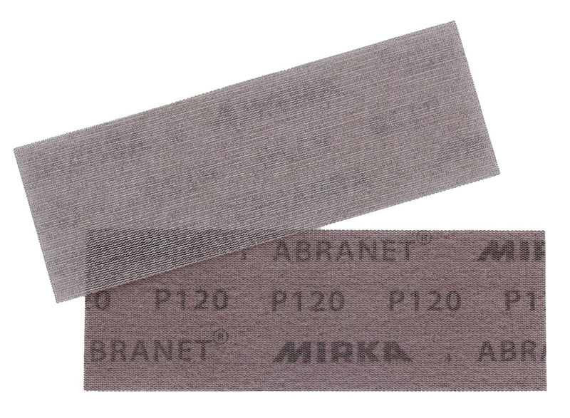 Mirka Abranet® mesh sanding strips (80 x 230 mm), professional sanding grid with P120 grit and Velcro, for hand sanding, orbital sander and hand sanding block, pack of 10, grit P120