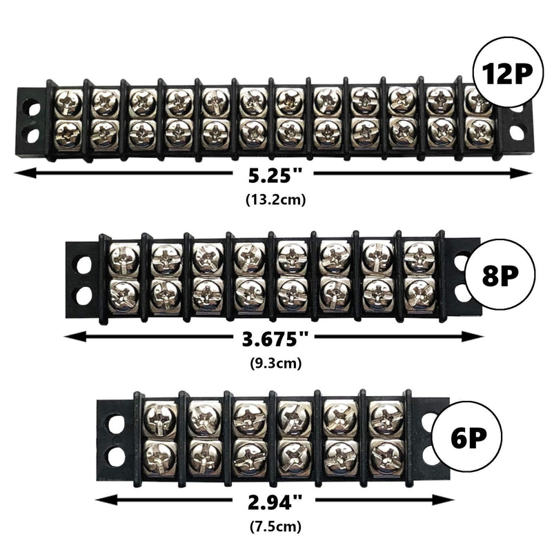 MGI SpeedWare Double Row Terminal Junction Block, Screw Barrier Strip 2-Pack (6 Pole) 6 Pole (12 Screw)