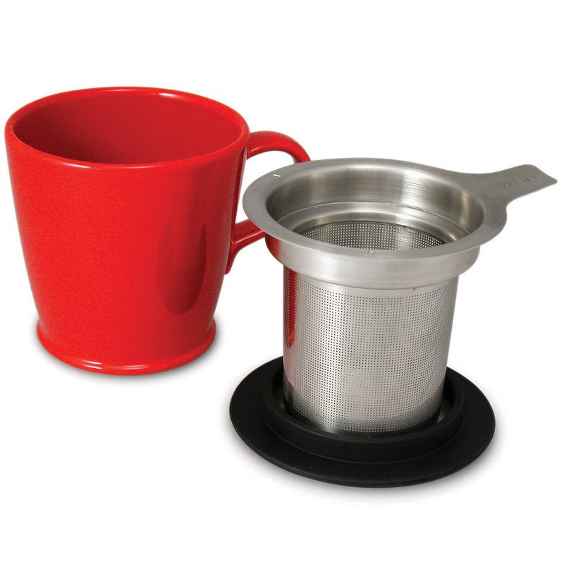 FORLIFE Brew-in-Mug Extra-Fine Tea Infuser with Lid Black
