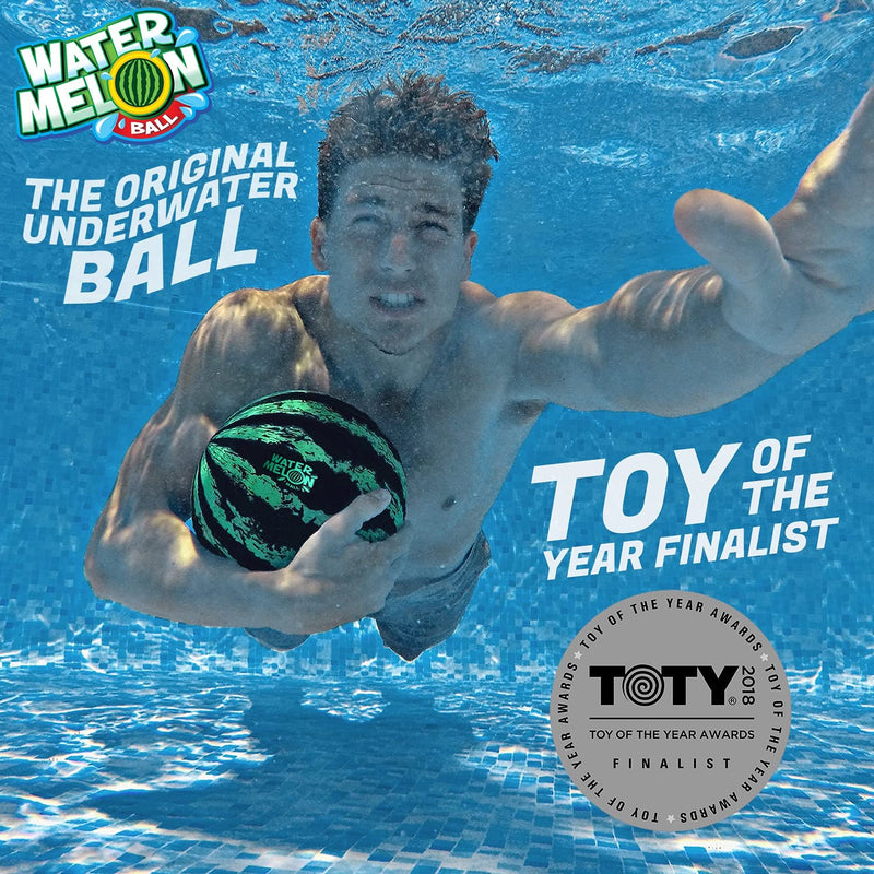 Watermelon Ball â€“ The Ultimate Swimming Pool Game | Pool Ball for Under Water Passing, Dribbling, Diving and Pool Games for Teens, Kids, or Adults | 9 in. Ball Fills with Water 9 Inches