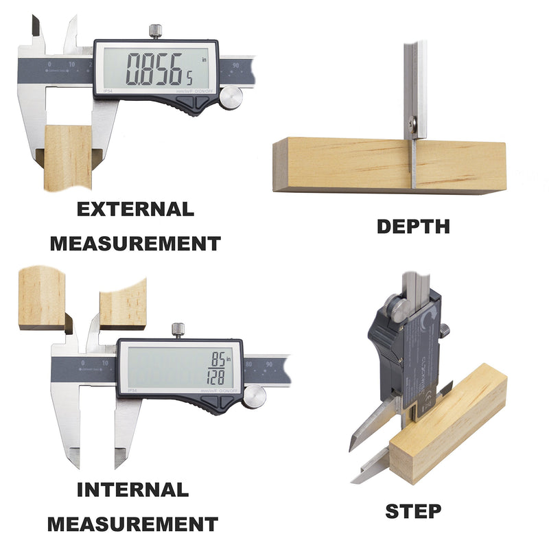 Clockwise Tools DCLR-0605 Electronic Digital Caliper Inch/Metric/Fractions Conversion IP54 Protection 0-6 Inch/150 mm Stainless Steel Body Super Large LCD Screen Auto Off Featured Measuring Tool 6 inch