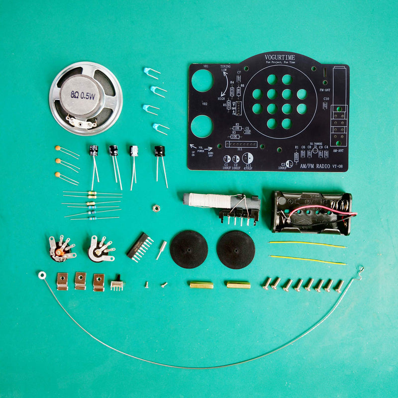 AM FM Radio Kit Soldering Project Kit for Learning Practicing Teaching Electronics, Great STEM Project and Gift, New Version Black-Black