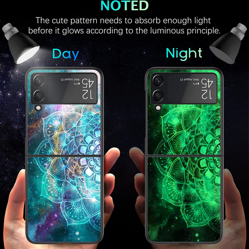 BENTOBEN Galaxy Z Flip 3 5G Case, Z Flip 3 5G Case, Slim Fit Glow in The Dark Shockproof Hard PC Bumper Protective Anti Scratch Non-Slip Case Cover for Samsung Galaxy Z Flip 3 5G, Mandala in Galaxy C571-Mandala in Galaxy